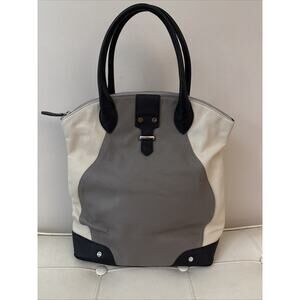 Charles Jourdan Colorblock Purse handbag satchel deep bag gray pebble leather EC